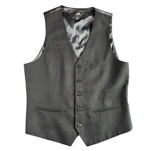 H&M Mens Slim Fit Suit Vest Black 44R Button Front Formal Waistcoat For Prom